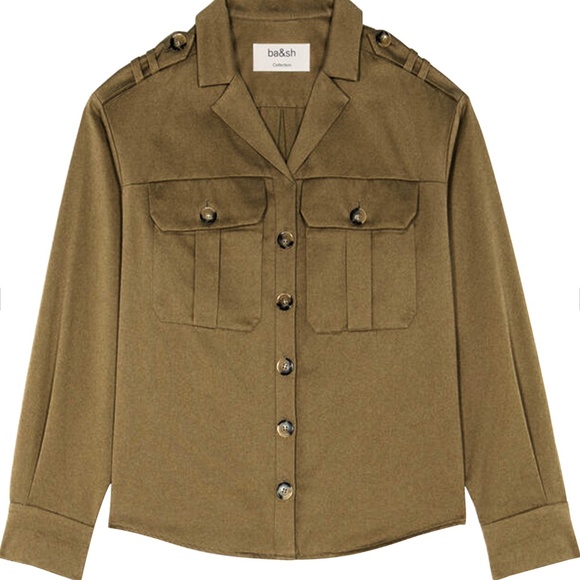 Olive Green Utility Double Pocket Button Down Shirt / Jacket - Picture 1 of 11